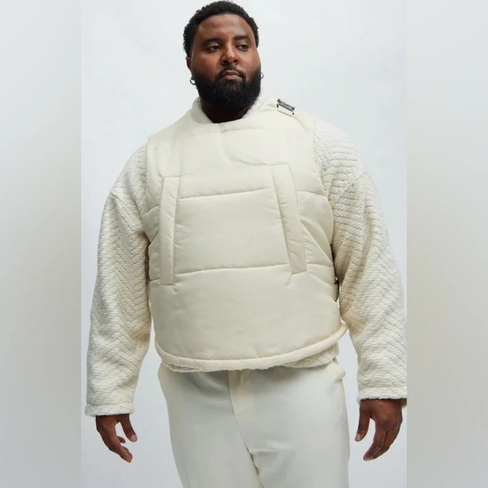 Roller Coaster Puffer Vest" in Off White from the brand Fashion Nova. - Picture 5 of 10